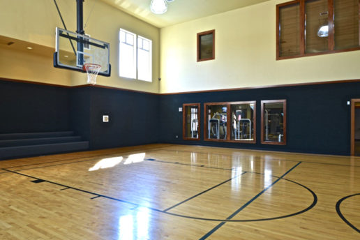 Gymnasium with basketball court