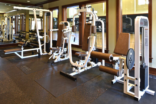 fitness center with weights and machines
